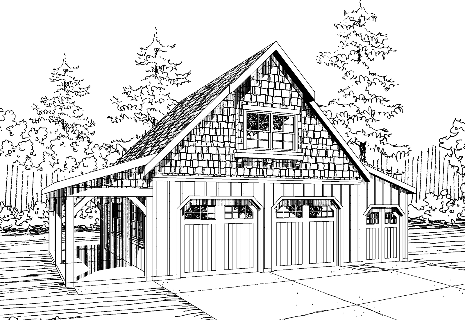 Garage Plan 20-100 2 car Garage with Attic 20-100, Garage Plans, Craftsman