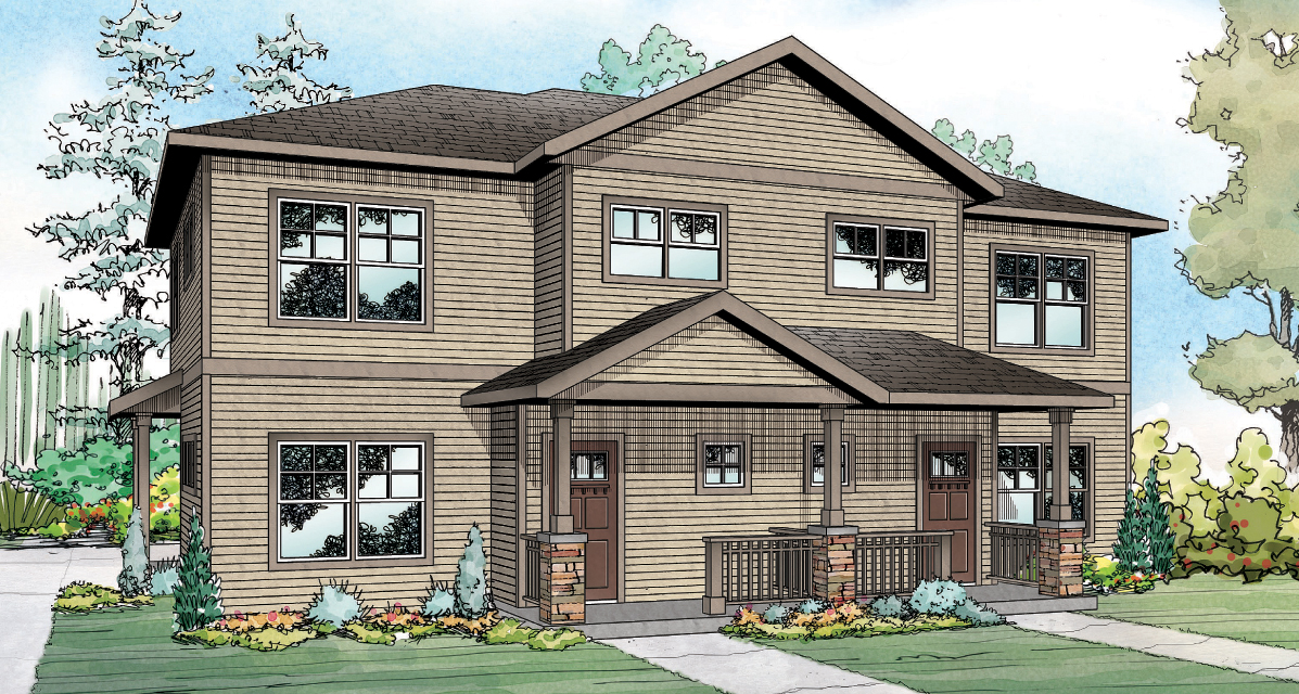 Hendrick 60-034 Duplex Plan Hendrick 60-034, Duplex Plan, Country House Plan