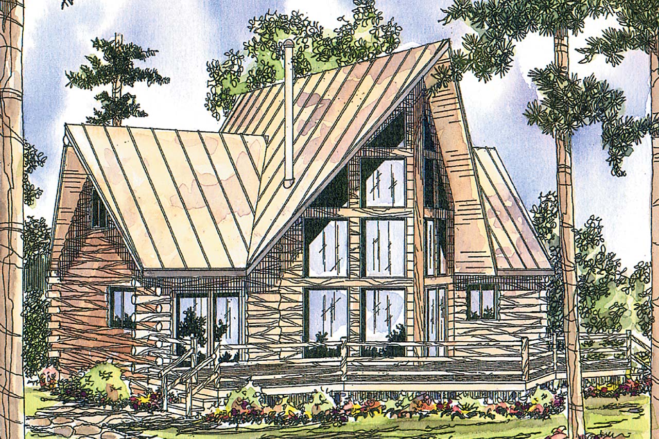 A Frame House Plan, Home Plan, Cabin Plan, Vacation Home Plan, Chinook 30-011, Log House